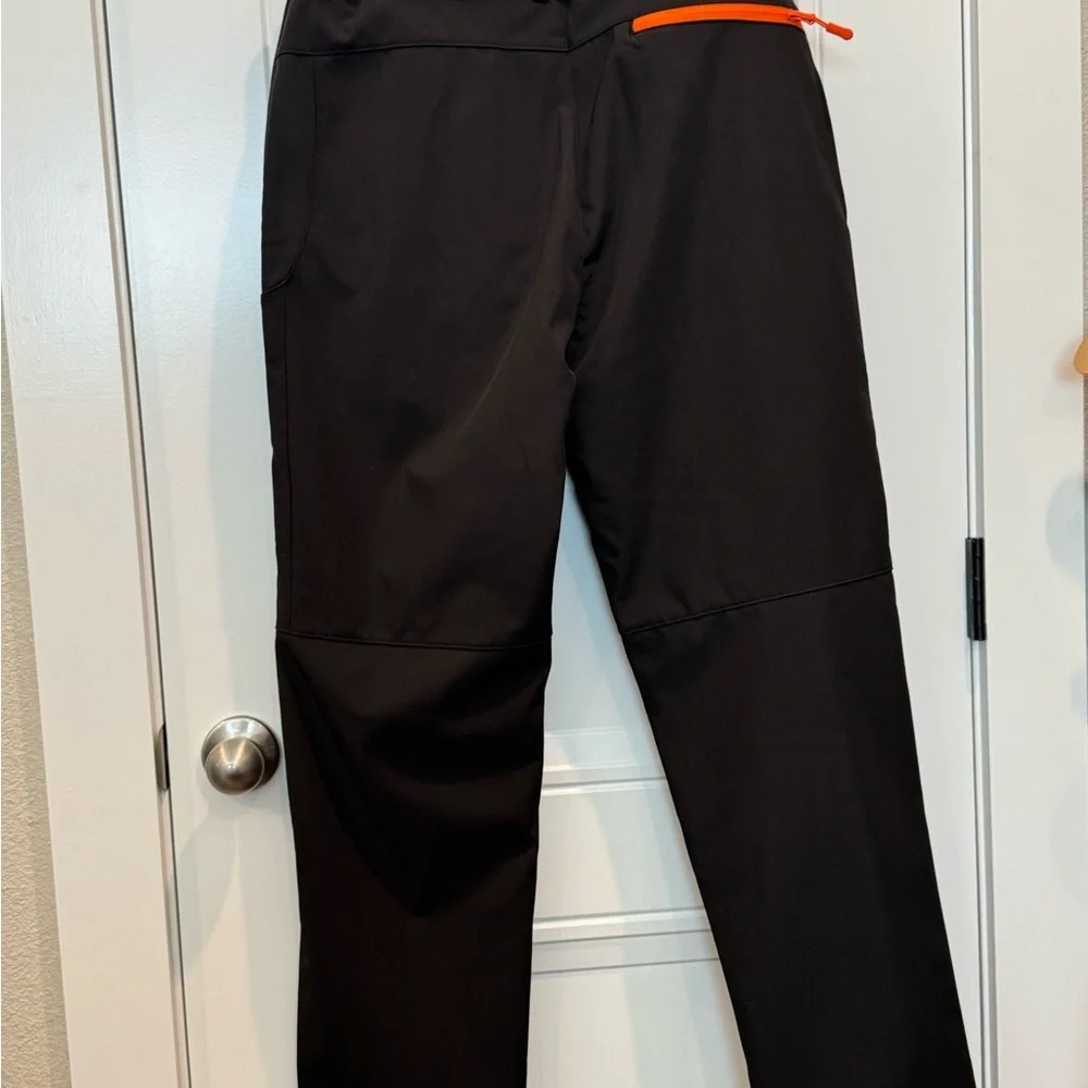 Men's Black Technical Pants with Orange Zip Accents
